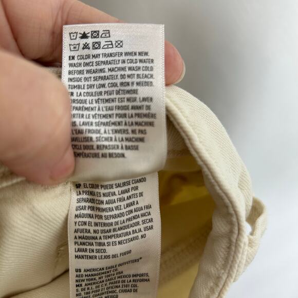 American Eagle NWT baggy wide leg high rise carpenter pants size 4 cream - Picture 10 of 11